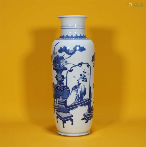 A Blue and White Mallet Vase Kangxi Style