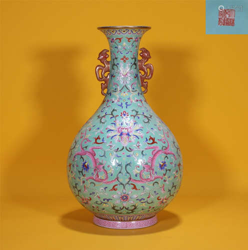 Famille Rose Vase Qianlong Style