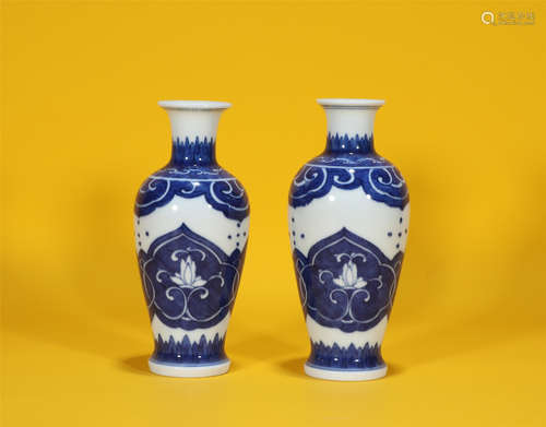 Pair Blue and White Vases Kangxi Style