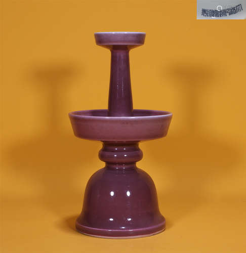 A Peach-bloom Candlestick Qianlong Period