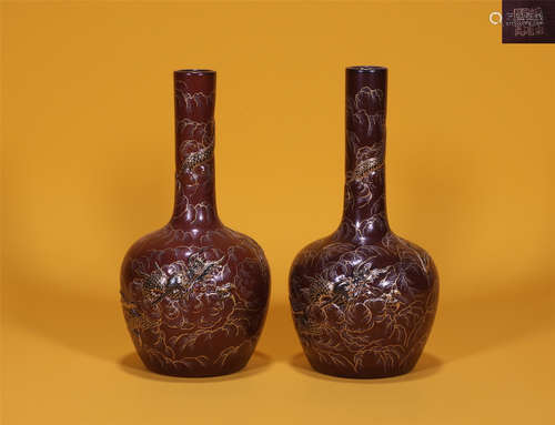 Pair Archaistic Form Vases Qianlong Style