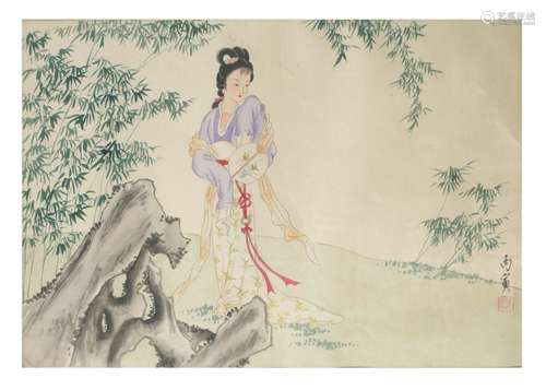 JAPANISCHE DAME IN LANDSCHAFT