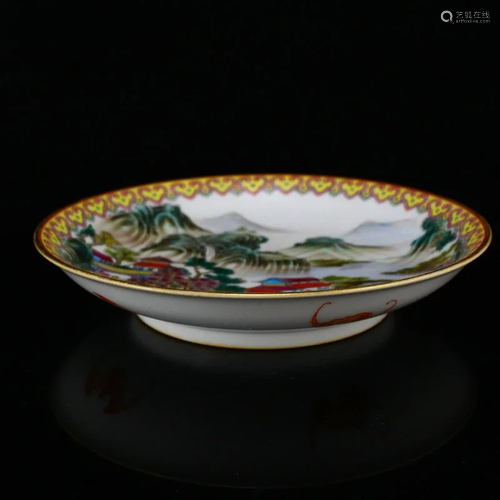 Chinese Gilt Edge Famille Rose Porcelain Plate