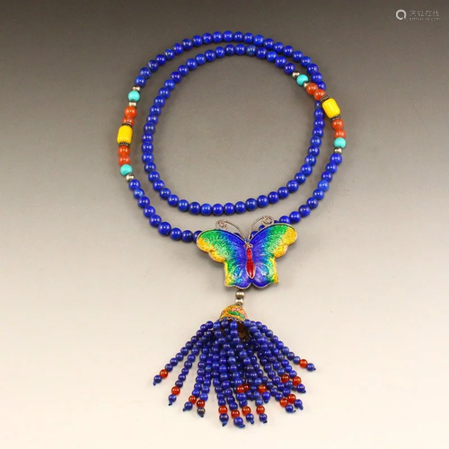 Chinese Natural Lapis Lazuli & Turquoise Beads Necklace