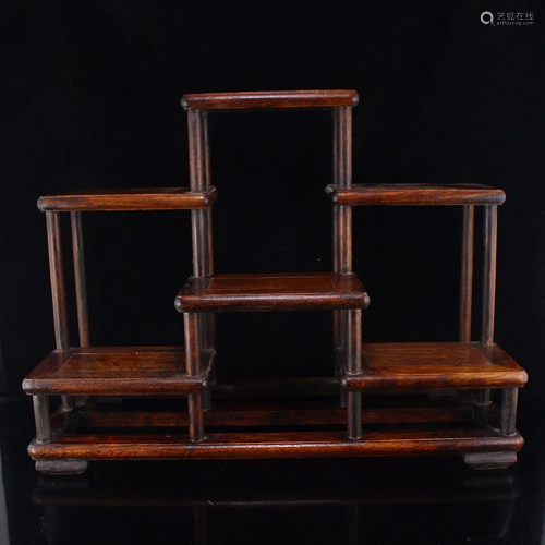 Vintage Chinese Zitan Wood Storage Shelf