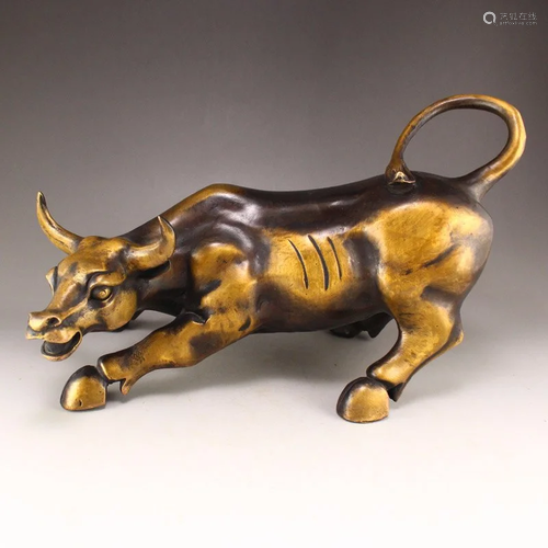 Chinese Brass Fortune Ox Statue