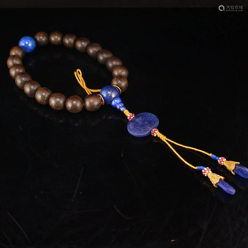 Chenxiang Wood & Lapis Lazuli Beads Prayer Bracelet