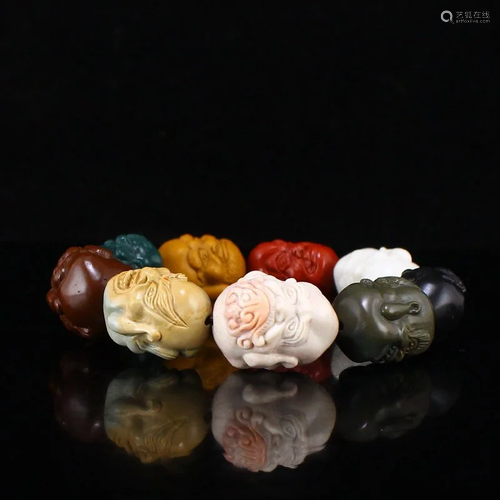 Chinese Natural Alashan Agate Buddhism Arhat Bracelet