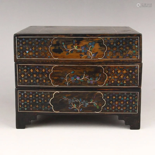 Lacquerware Inlay Shell Double Layers Jewellery Box