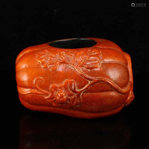 Vintage Chinese Gourd Carved Brush Washer