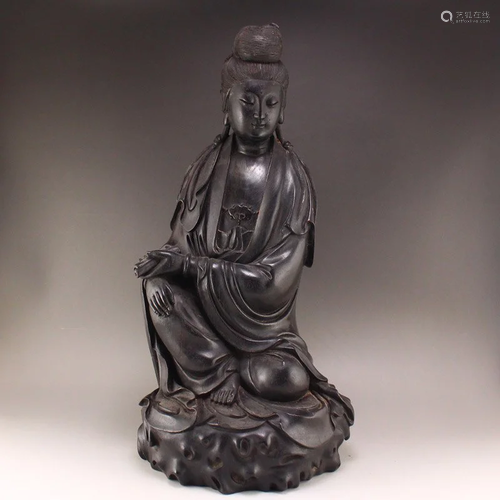 Superb Chinese Qing Dy Zitan Wood Kwan-yin Statue