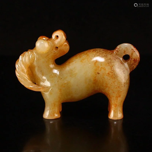 Hand Carved Vintage Hetian Jade Fortune Sheep Statue