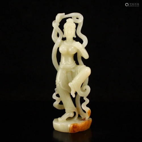 Hand Carved Superb Chinese Hetian Jade Figure Statue