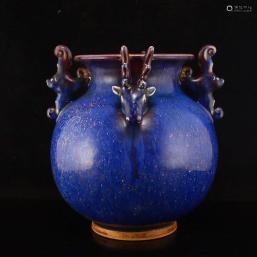 Vintage Chinese Variable Glaze Jun Kiln Porcelain Vase