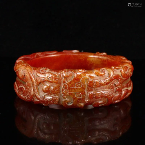 61 MM Vintage Hetian Jade Dragon Design Bracelet