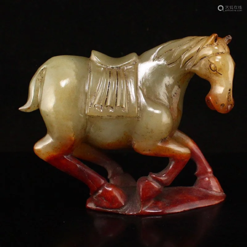 Superb Vintage Chinese Hetian Jade Horse Statue