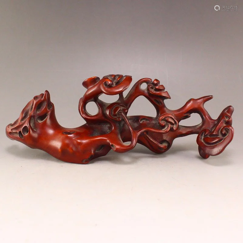 Openwork Qing Dynasty Boxwood Wood Ruyi Brush Pen Shelf