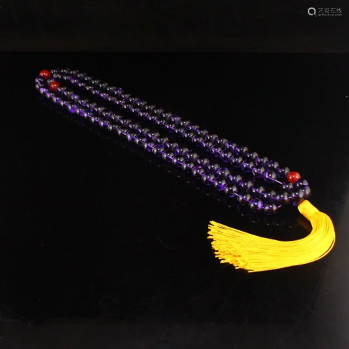 11 MM 108 Beads Chinese Amethyst Prayer Necklace