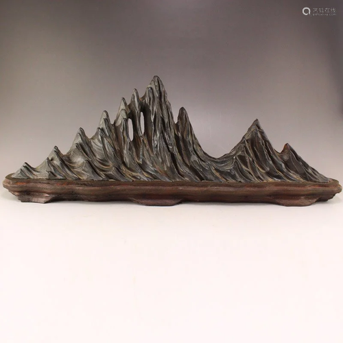 Natural Lingbi Stone Mountain Sculpt Brush Pen Shelf