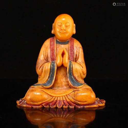 Chinese Tianhuang Stone Buddhism Arhat Statue