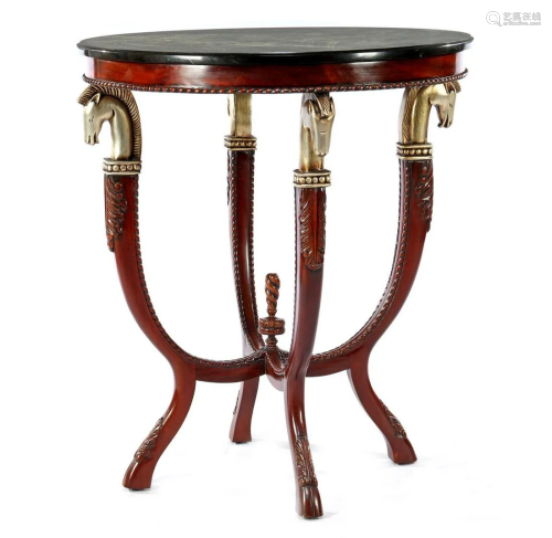 Round mahogany color table
