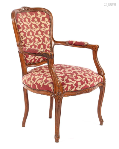 Nut color Louis Quinze style armchair