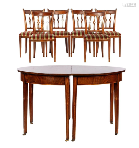 Mahogany veneer Louis Seize style dining area