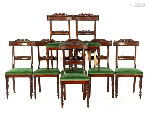 8 walnut veneer dining room chairs