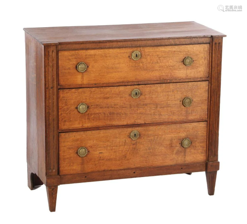 Oak Louis Seize 3-drawer chest of drawers