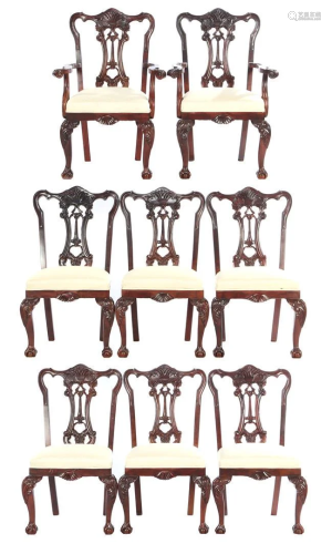 6 mahogany Chippendale style chairs