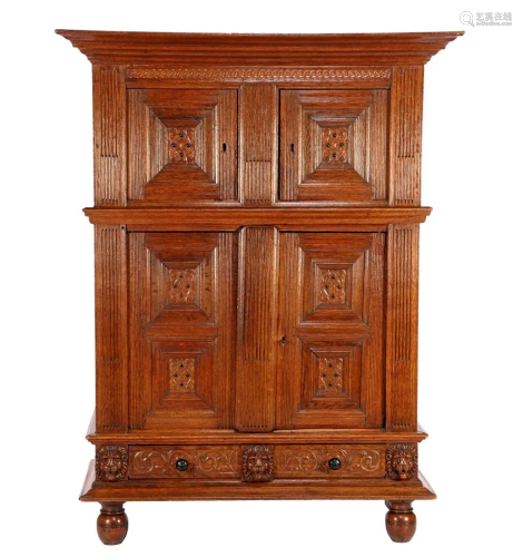 Oak Renaissance 4-door cabinet