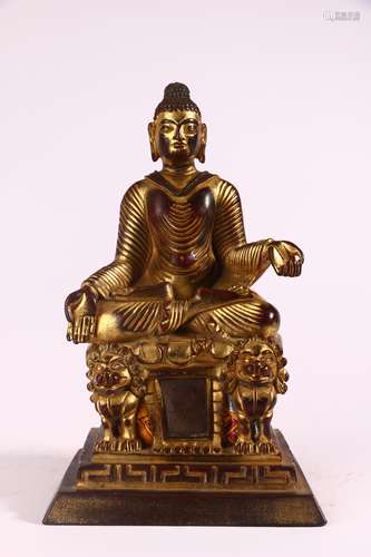 GILT COOPER STATUE OF BUDDHA(NEPALESE STYLE)