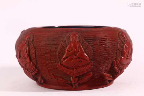 RED LACQUER BOWL OF BUDDHA