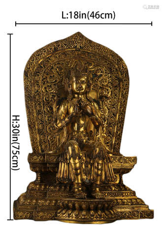 TIBETAN GILT COPPER STATUE OF MAITREYA