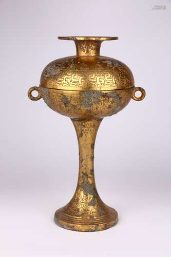 OLD COLLECTION. GILT COOPER DOU VESSEL