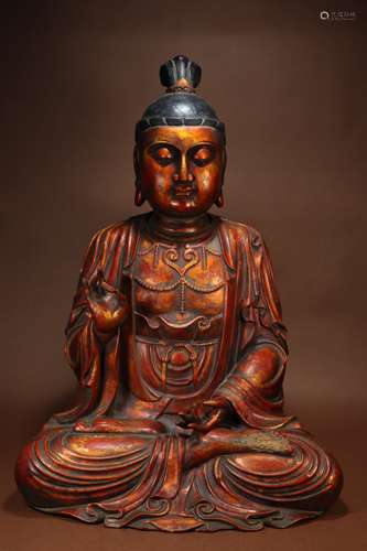 A SONG DYNASTY WOOD GUANYIN STATUE