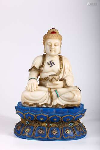 HETIAN JADE STATUE OF SAKYAMUNI