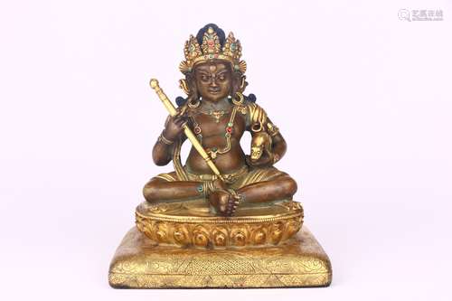 GILT COOPER STATUE OF THE GOD OF WEALTH