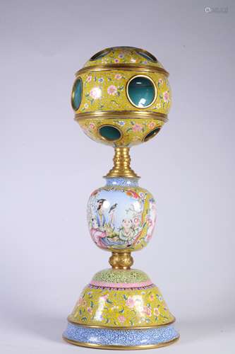 COPPER BODIED ENAMEL PALACE LANTERN