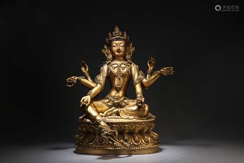 GILT COPPER STATUE OF BUDDHA