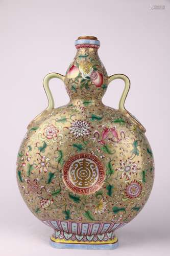 ENAMEL FLAT VASE