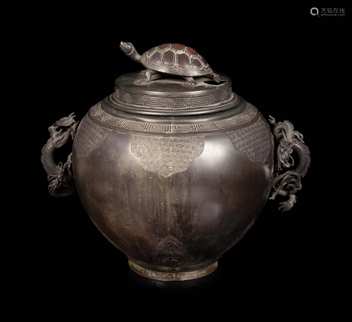 A Large Bronze Covered Jar