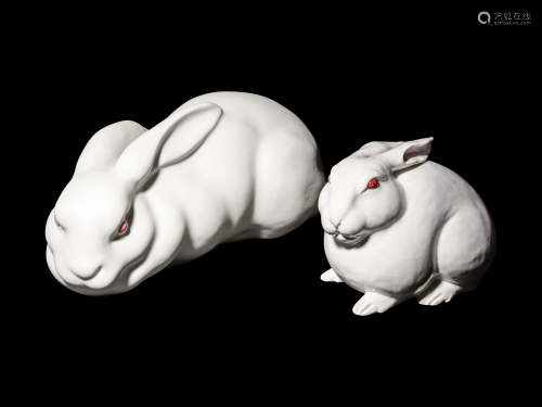 Two Ceramic Figures of Rabbits