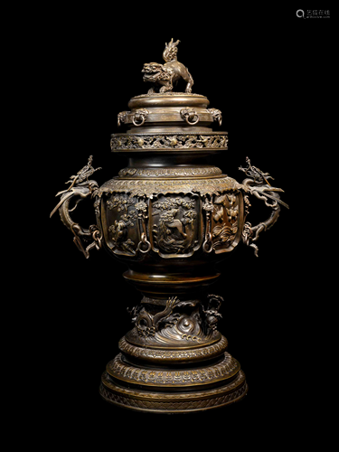 A Large and Finely Cast Bronze Incense Burner