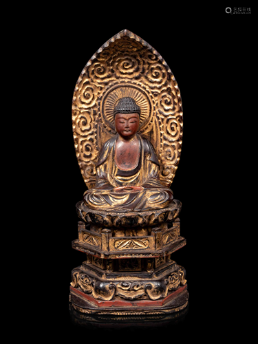 A Gilt Wood Figure of Buddha Shakyamuni