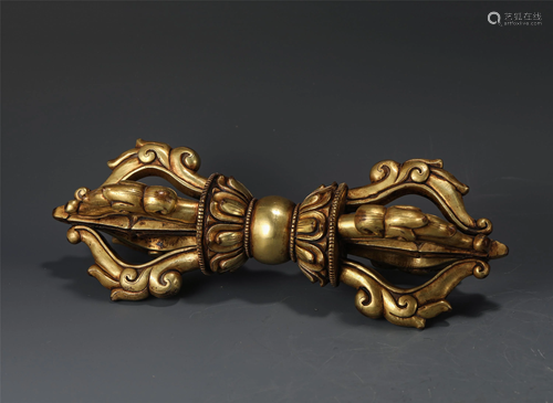 A Tibetan Gilt Bronze Vajra