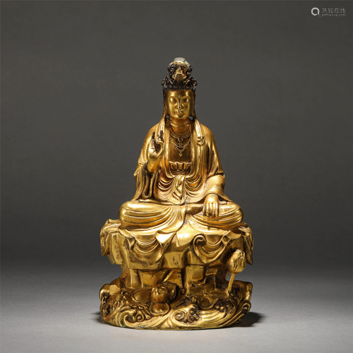 A Chinese Gilt Bronze Seated Avalokitesvara