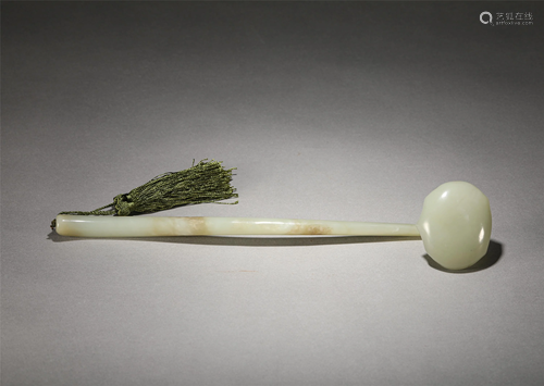 A Chinese Carved Jade Ruyi Scepter