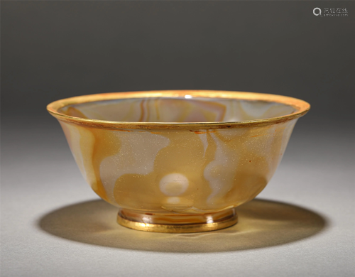 A Chinese Gold Mounted Agate Bowl