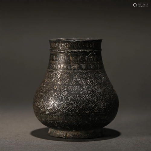 A Silver Inlaid Bottle Vase